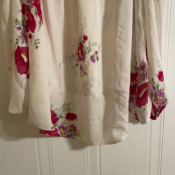 Joie Floral Floral Print Cold-Shoulder Silk Blouse - Picture 3 of 9